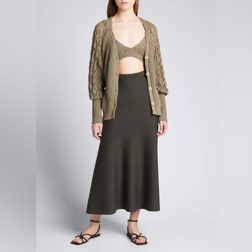 Jonathan Simkhai Women's Green and Khaki Cardigan